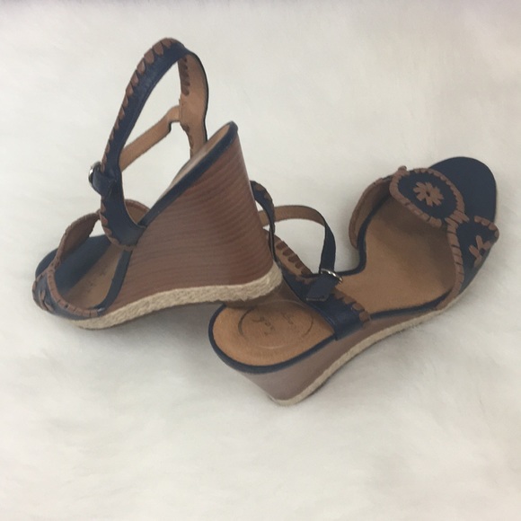 Navy Blue Jack Rogers Wedges - Picture 7 of 8